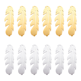 12 шт. 2 цвета 304 подвески из нержавеющей стали, ручная полировка, лазерная резка, перо