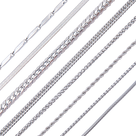 8шт. 8 стили наборы цепочек из нержавеющей стали, не тускнеет