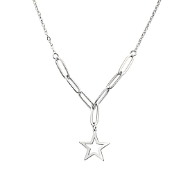 Stainless Steel Pendant Necklaces, Hollow Star