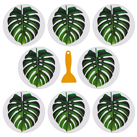 Противоскользящие наклейки для ванны из ПЭВА, узор листьев монстера