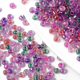 Abalorios de la semilla de cristal, agujero redondo, rondo, colores interiores transparentes arcoiris y brillo