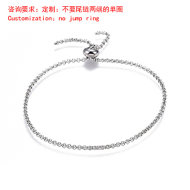 Adjustable 304 Stainless Steel Rolo Chains Slider Bracelet