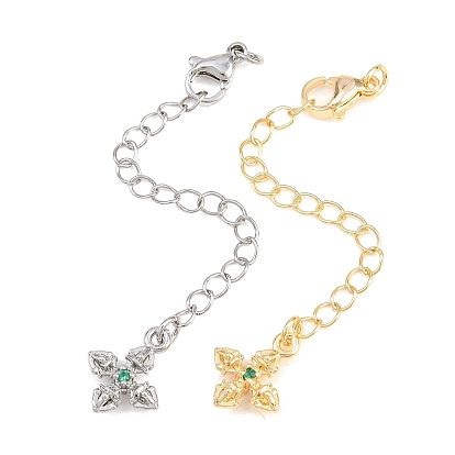 Латунный удлинитель бордюрной цепи, Цепочки с застежками-карабинами и подвесками в виде крестов из кубического циркония.