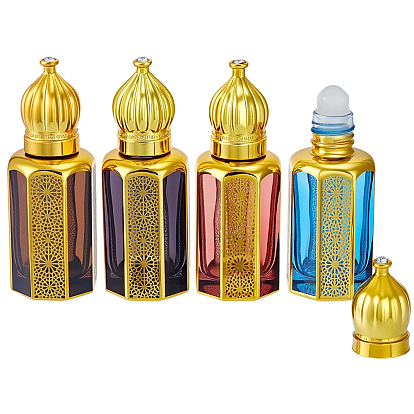 4Pcs 4 Colors Glass Roller Ball Bottles, Essential Oil Refillable Bottle, for Personal Care