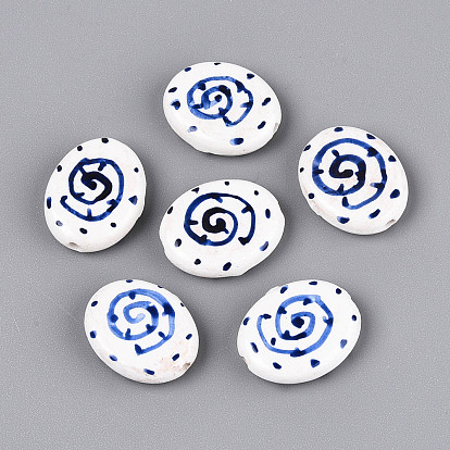 Фарфоровые бусины ручной работы, пастельный фарфор, овал с формой раковины