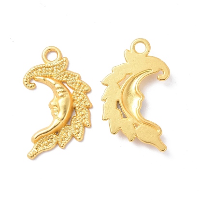 Rack Plating Alloy Pendants, Cadmium Free & Lead Free & Nickle Free, Moon with Human Face Charm