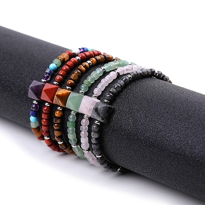 Плетеные браслеты из бисера из натуральных драгоценных камней для женщин и мужчин, пирамида