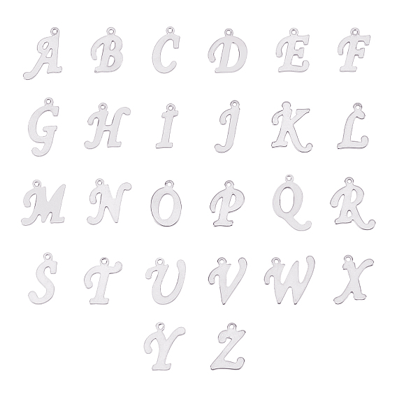 304 Stainless Steel Pendants, Laser Cut, Alphabet