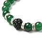 Natural Mixed Gemstone Stretch Bracelets for Women Men, with Polymer Clay & Brass Rhinestone Beads
