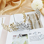 Chic Metal Leaf Pearl Hair Comb with Music Note Arm Cuff Set for Stylish Western Bride