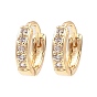 Brass Micro Pave Cubic Zirconia Hoop Earring, Round