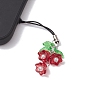 Glass Mobile Straps, with Transparent Acrylic Charms and Baking Painted Glass Pearl Beads and Mobile Phone Strap, Lily Flower