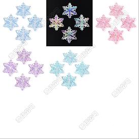 14pcs 5 couleurs ab couleur transparente acrylique lustre composant liens, flocon de neige