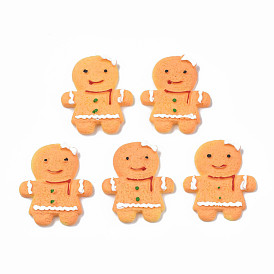 Christmas Opaque Resin Decoden Cabochons, Imitation Biscuits, Gingerbread Man