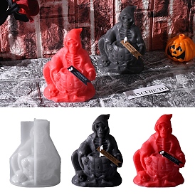 Proud DIY Glue Mold Halloween Death God Skeleton Candle Silicone Molds, Gypsum Skeleton Ornament