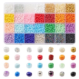 420G 28 Style 6/0 Glass Seed Round Beads, Baking Paint & Inside Colours & Opaque & Ceylon