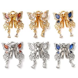 Brass Micro Pave Cubic Zirconia Slide Charms, Butterfly