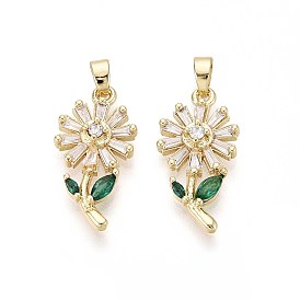 Латунные микро проложить кубического циркония подвески, цветок