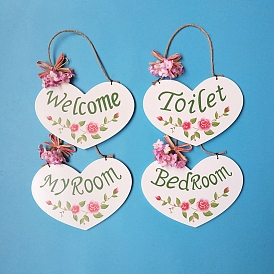 Heart with Word Wood Hanging Wall Decorations for Front Door Home Decoration