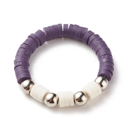Bague en perles heishi en argile polymère faite à la main pour femme