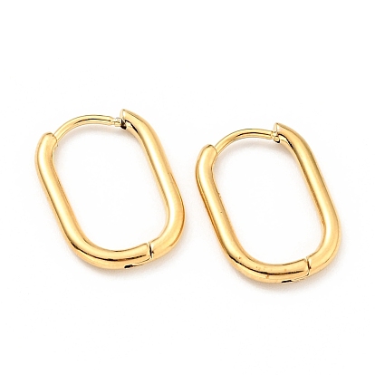 Vacuum Plating 303 Stainless Steel Oval Hinged Hoop Earrings with 316 Stainless Steel Pins for Women