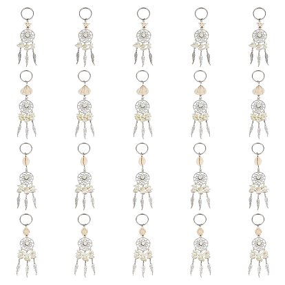 20 шт. 4 стили тибетский стиль сплав натуральный ракушка и синтетическая бирюза брелки, 304 разъемные кольца для ключей из нержавеющей стали, кошелек, украшение для рюкзака, Тема океана