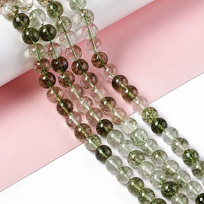 K9 brin de perles de quartz lodolite vert imitation verre/quartz de jardin, ronde
