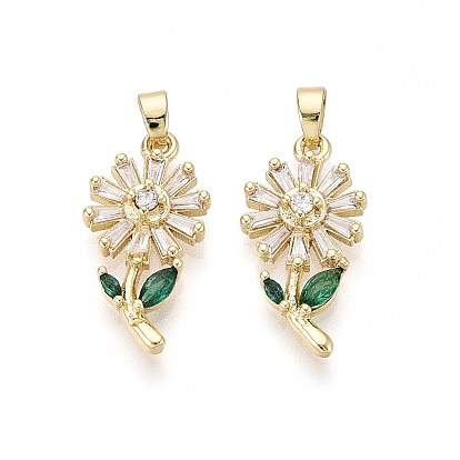 Латунные микро проложить кубического циркония подвески, цветок