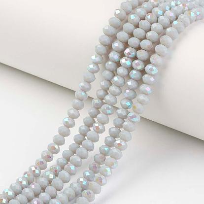Galvanoplastie opaques couleur unie perles de verre brins, demi arc-en-ciel plaqué, facette, rondelle