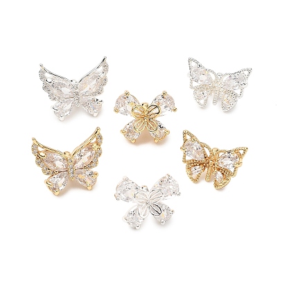 Латунные микропаве прозрачные подвески с фианитом, бабочка