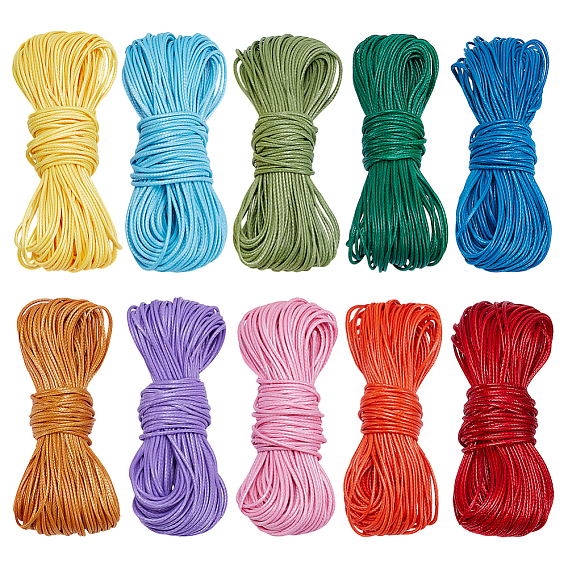10 bgas 10 couleurs 15 cordon en polyester ciré coréen, plat, pour le collier, bracelet faisant 