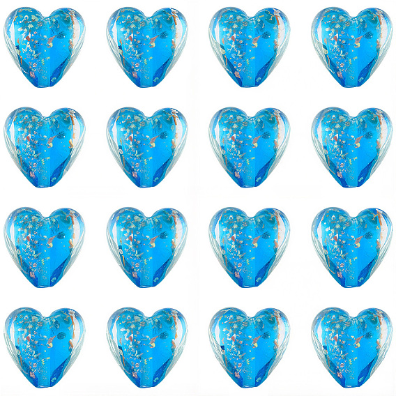 30 шт. светящиеся бусины ручной работы из золотого песка, светится в темноте, сердце