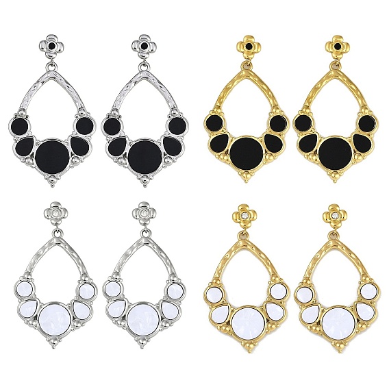 304 серьги-гвоздики с эмалированными цветами из нержавеющей стали, со стразами