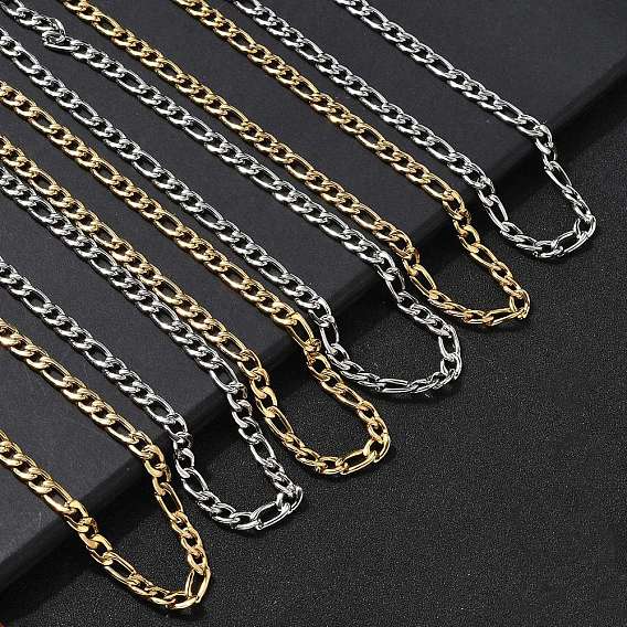7мм 304 ожерелья из нержавеющей стали с цепочкой Фигаро для женщин и мужчин, вакуумное покрытие pvd