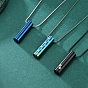 Titanium Steel Pendant Necklaces, Column with Dog Paw Print Urn Ashes Necklaces