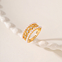Brass Micro Pave Cubic Zirconia Finger Ring, with Plastic Bead
