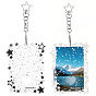 2 piezas 2 colores portatarjetas de fotos de plástico PVC, funda protectora para tarjetas colgantes, Portatarjetas de visita con broches, rectángulo con patrón de estrella, Platino