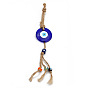 Evil Eye Glass Pendant Decorations, Tassel Hemp Rope Hanging Ornament, Royal Blue