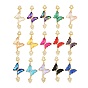 Brass Micro Pave Cubic Zirconia Connector Charms, Butterfly with Flower Links, with Glass, Lead Free & Cadmium Free, Long-Lasting Plated, Rack Plating, Real 18K Gold Plated