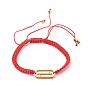 Adjustable Nylon Thread Braided Bead Bracelets, with 304 Stainless Steel Linking Rings, Oval