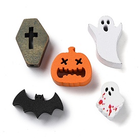 Printed Wood Beads, Halloween Theme Beads