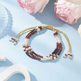 Стеклянные бусины и гальванизированные стеклянные бусины плетеные браслеты из бусин для женщин