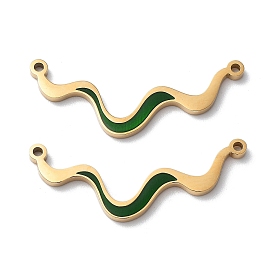 Ion Plating(IP) 304 Stainless Steel Enamel Pendants, Manual Polishing, Golden, Wave Charm