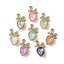 Стеклянные подвески из сплава с ультрафиолетовым покрытием, морковное очарование, со стразами, граненые, разноцветные