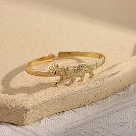 Wild Leopard Bangle with Bold Vintage Style, Copper Plated in Real Gold and Micro-Set with Zircon Stones - Hip Hop Bracelet