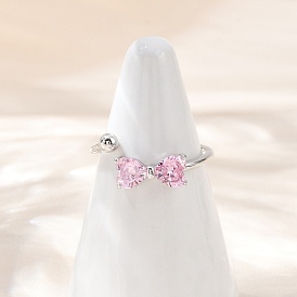 Регулируемые манжеты-кольца из стерлингового серебра с кубическим цирконием для женщин