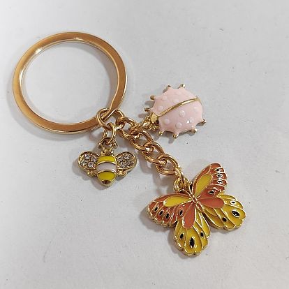 Llavero de aleación de esmalte con forma de mariposa, con anillos de hierro, Insectos