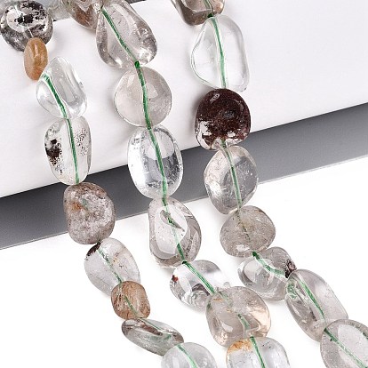 Natural Green Lodolite Quartz/Garden Quartz/Green Phantom Quartz Beads Strands, Nuggets, Tumbled Stone