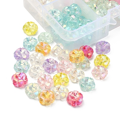 160Pcs 8 Colors Transparent Acrylic Beads, AB Color Plated, Flower