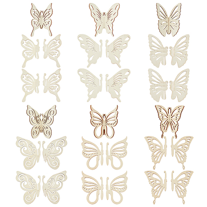 7наборы 3 стили необработанные деревянные заготовки в виде бабочек, поделки для детей своими руками: рисование